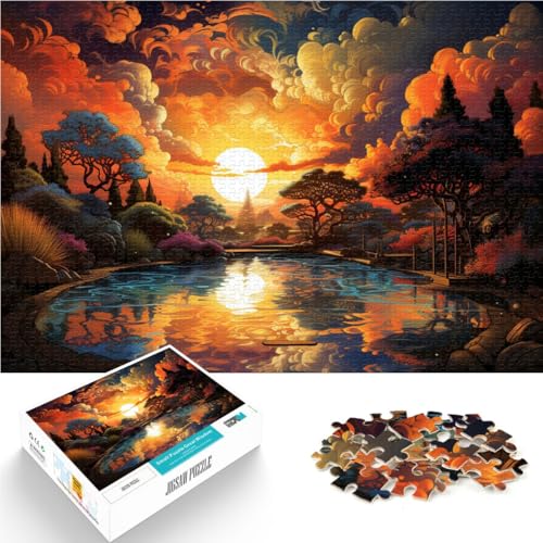 1000-teiliges Puzzle für Erwachsene. Fantasie-Sonnenuntergangslandschaft. Heimdekorationspuzzle 50 x 75 cm ganze Familie von DLBHSG