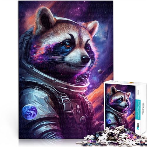 Puzzle 1000 Teile für Erwachsene Astronaut Waschbär Lernspielzeug 50x75cm Stressabbau Schwierige Herausforderung für Teenager ab 14 Jahren von DLBHSG