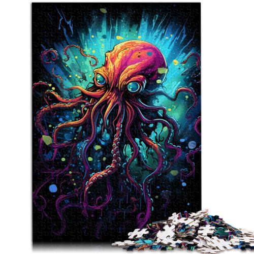 Puzzle 1000 Teile für Erwachsene Farbiger Tintenfisch dekomprimierendes intellektuelles Lernspielzeug 50 x 75 cm anspruchsvolles Spiel und Familienspiel von DLBHSG