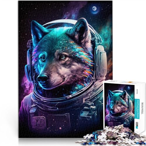 Puzzle für Erwachsene 1000 Teile Weltraum-Astronaut Wolf Spielzeug Lernspiele Stressabbau 50x75cm ganze Familie von DLBHSG