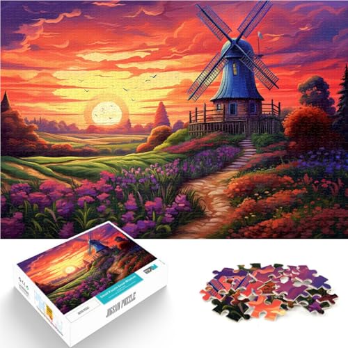 Puzzle für Erwachsene 1000 Teile holländische Windmühlenlandschaft Spielzeug Denkspiel 50 x 75 cm geeignet als Schreibtischdekoration für Kinder ab 14 Jahren von DLBHSG