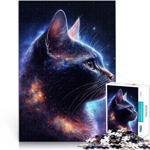 Puzzle mit 1000 Teilen Erwachsene Galaxy Art Cat anspruchsvolles Spiel 50 x 75 cm jedes Teil ist einzigartig – anspruchsvolles unterhaltsames Spiel die ganze Familie von DLBHSG