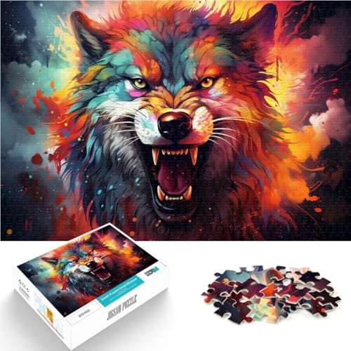 Puzzle mit 1000 Teilen Erwachsene Grauer Wolf Stressabbau-Spielzeug 50 x 75 cm Herausforderung der Gehirnintelligenz süchtig machendes Spielzeug Teenager ab 14 Jahren von DLBHSG