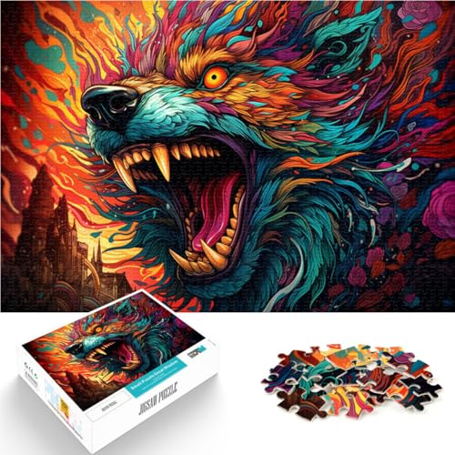 Puzzle mit 1000 Teilen Erwachsene Wolf Stressabbau-Spielzeug 26 x 38 cm Herausforderung die Intelligenz des Gehirns süchtig machendes Spielzeug geeignet Jugendliche ab 14 Jahren von DLBHSG