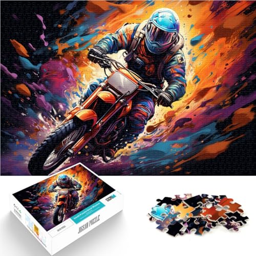 Puzzle mit 1000 Teilen für Erwachsene Astronaut auf Motorrad Stressabbau-Spielzeug 50 x 75 cm einzigartige Heimdekoration und Geschenke für 14-Jährige von DLBHSG