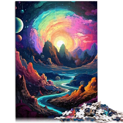 Puzzle mit 1000 Teilen für Erwachsene Fantasie-Puzzle mit kosmischen Planeten Heimdekoration 50 x 75 cm mit passendem Poster und Quizblatt von DLBHSG