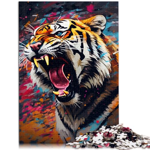 Puzzle mit 1000 Teilen für Erwachsene Tier-Tiger-Quizspiel 50 x 75 cm mit vollständig ineinander greifenden zufällig geformten Teilen für Kinder ab 14 Jahren von DLBHSG