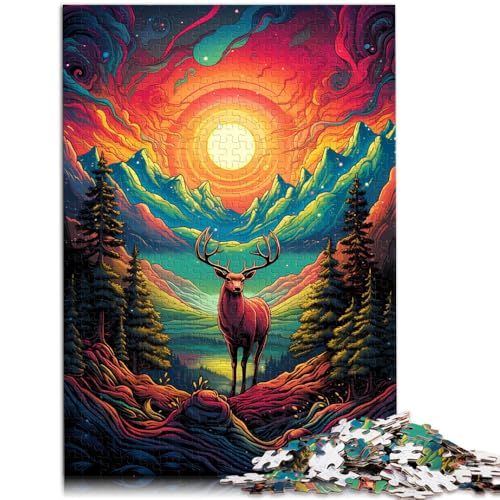 Puzzle mit 1000 Teilen für Erwachsene farbiges Hirsch-Lernspielzeug 50 x 75 cm ganze Familie ab 14 Jahren von DLBHSG