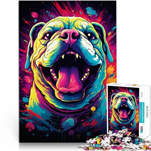 Puzzle mit 1000 Teilen für Erwachsene wütende Bulldogge Heimdekoration Puzzle 26 x 38 cm Stressabbau Urlaub zu Hause Zeitvertreib für Teenager ab 14 Jahren von DLBHSG