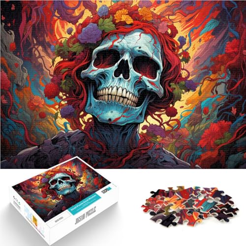1000 Teile Puzzle für Erwachsene Bunter Totenkopf Unmögliches Puzzle 50x75cm ganze Familie für 14-Jährige von DLBHSG