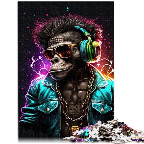 1000-teiliges Puzzle für Erwachsene Affen-Kopfhörer DJ-Musik Lernpuzzle 50 x 75 cm Stressabbau schwierige Herausforderung von DLBHSG