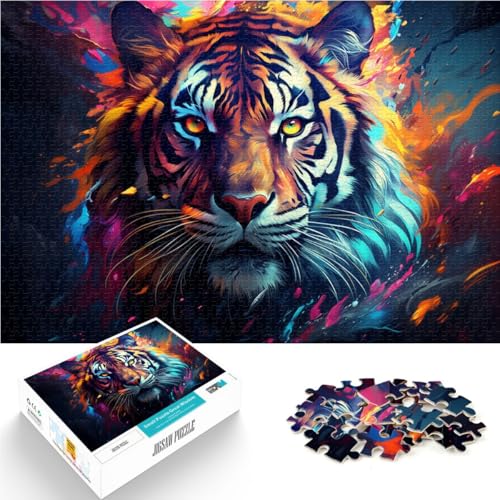Puzzle für Erwachsene 1000 Teile Buntes Tigerkunst-Spielzeug Lernspiele Stressabbau 50x75cm Fördern Sie die Liebe zwischen Paaren von DLBHSG