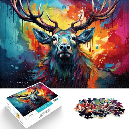 Puzzle für Erwachsene 1000 Teile farbenfrohe Fantasy-Elchkunst anspruchsvolles Spiel 50 x 75 cm anspruchsvolles Spiel und Familienspiel von DLBHSG