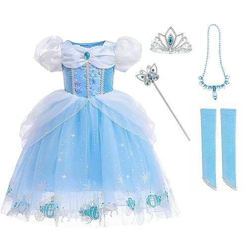 DLLYING Aschenputtel-Kleid für Mädchen und Kleinkinder, Blau, 2–3 Jahre von DLLYING