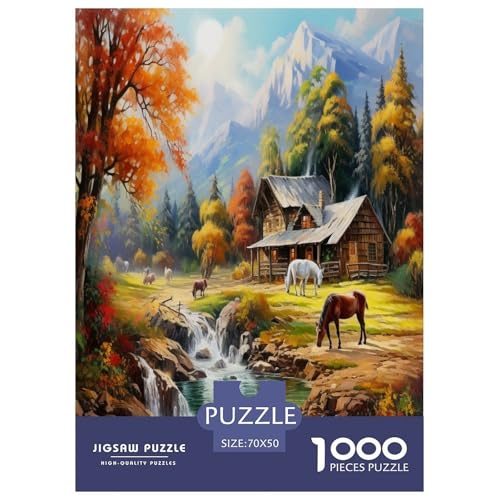 Berghütte Puzzle 1000-teilige Schwer Puzzle Spielzeug Pädagogisches Spiel Impossible Herausforderungsspielzeug Für Erwachsene Und Kinder in Bewährter 70x50cm/1000pcs von DLONIRPEX
