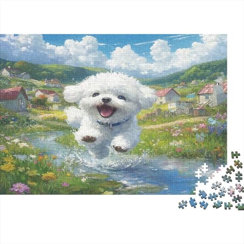 Bichon Frise Puzzle 1000 Teile,Geschicklichkeitsspiel Für Die Ganze Familie,Farbenfrohes Puzzle-Geschenk,RaumdekoRatteion 1000pcs (75x50cm) von DLONIRPEX