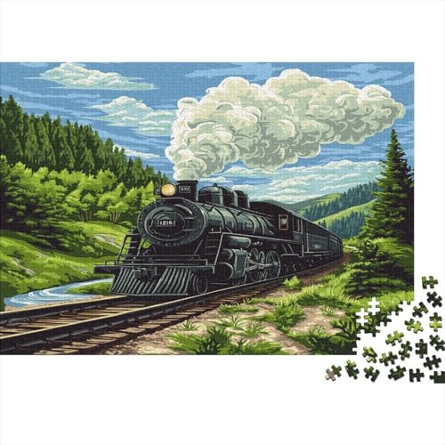 Dampfzug Puzzle 1000 Teile,Geschicklichkeitsspiel Für Die Ganze Familie,Farbenfrohes Puzzle-Geschenk,RaumdekoRatteion 1000pcs (75x50cm) von DLONIRPEX
