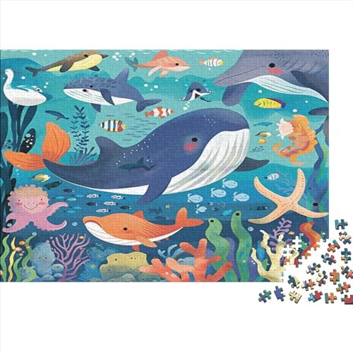 Delphin Puzzle 1000 Teile,Geschicklichkeitsspiel Für Die Ganze Familie,Farbenfrohes Puzzle-Geschenk,RaumdekoRatteion 1000pcs (75x50cm) von DLONIRPEX