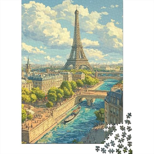 Eiffelturm Puzzle 1000 Teile Schwer Puzzle Spielzeug Pädagogisches Spiel Impossible Herausforderung Spielzeug Für Erwachsene Kinder 1000pcs (75x50cm) von DLONIRPEX