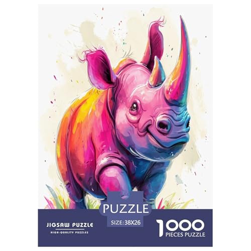 Nashörner Puzzle 1000 Teile Schwer Puzzle Spielzeug Pädagogisches Spiel Impossible Herausforderungsspielzeug Für Erwachsene Und Kinder Ab 12 Jahren 38x26cm/1000pcs von DLONIRPEX