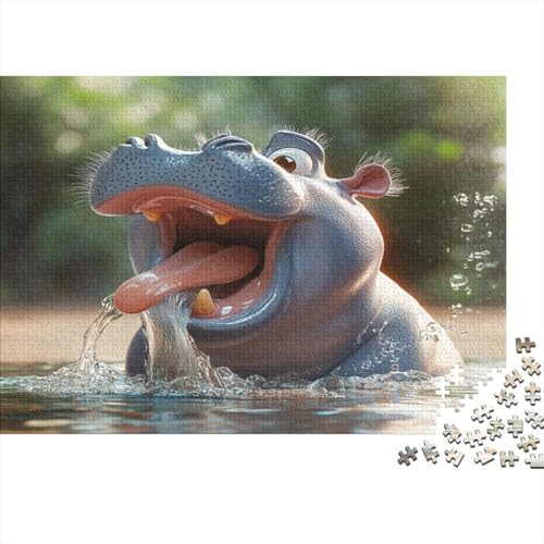 Nilpferd Puzzle 1000 Teile-Puzzle Für Erwachsene,Erwachsenen Spiel Puzzlespiel Puzzel 1000pcs (75x50cm) von DLONIRPEX