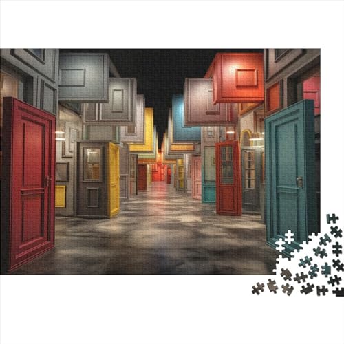 Seltsame farbige Türen Puzzle 1000 Teile-Puzzle Für Erwachsene,Erwachsenen Spiel Puzzlespiel Puzzel 1000pcs (75x50cm) von DLONIRPEX