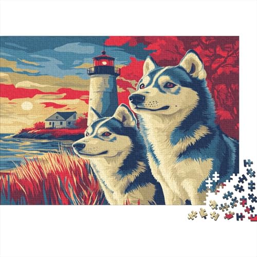 Sibirischer Husky Puzzle 1000 Teile, Erwachsene Klassische Geschicklichkeitsspiel Für Die Ganze Familie Erwachsenen Puzzle Ab 14 Jahren 1000pcs (75x50cm) von DLONIRPEX