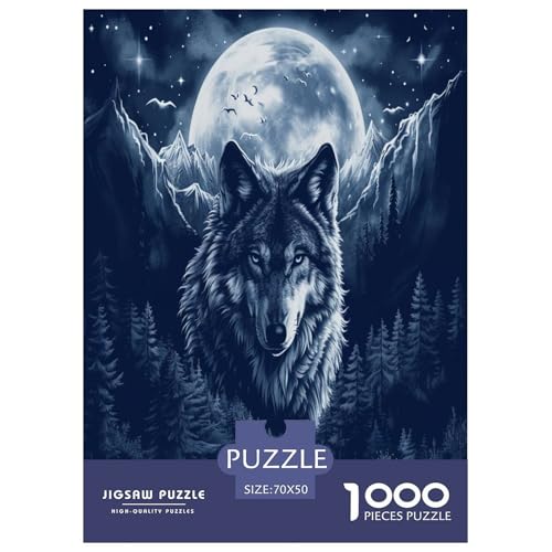 Wölfe in The Moonlight Puzzle 1000-teilige Schwer Puzzle Spielzeug Pädagogisches Spiel Impossible Herausforderungsspielzeug Für Erwachsene Und Kinder Ab 12 Jahren 70x50cm/1000pcs von DLONIRPEX