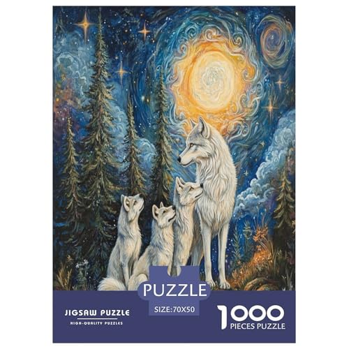 Wolf Puzzle 1000 Teile Schwer Puzzle Spielzeug Pädagogisches Spiel Impossible Herausforderungsspielzeug Für Erwachsene Kinder 70x50cm/1000pcs von DLONIRPEX