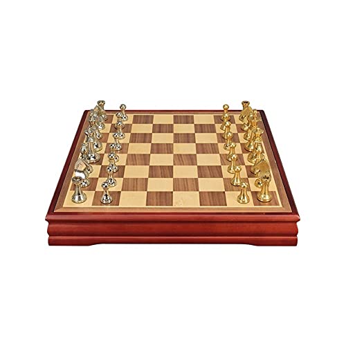 DLRB Schachset Schach Set Metall Schach Hochwertige handgefertigte Holzschach internationale Reisen Tragbare Schachbrett Erwachsene Kind Geburtstagsgeschenk Bestes Geschenk von DLRB