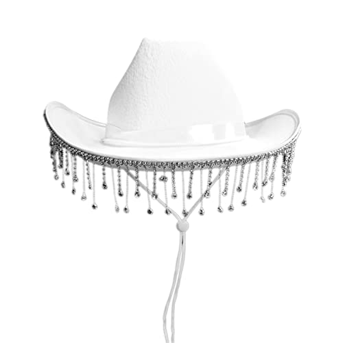 DLUKENY Cowgirl-Hut mit Strasssteinen, Fransen, Hochzeitshüte für Halloween, Verkleidungen, Cosplays, Party-Kostüm-Zubehör DLUKENY Cowgirl-Hut mit Strasssteinen, Fransen, Hochzeitshüte für Halloween, Verkleidungen, Cosplays, Party-Kostüm-Zubehör von DLUKENY