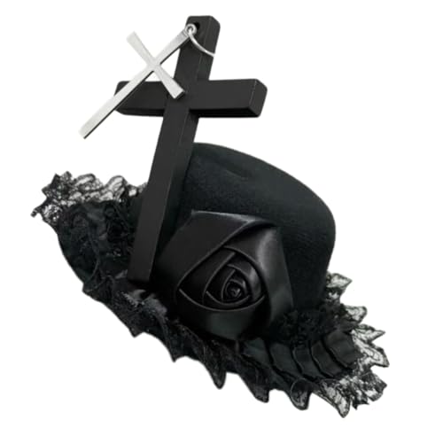 DLUKENY Handgefertigter Punk, gekreuzter kleiner Spitzenhut, Haarschmuck für Frauen, Rollenspiel, Kopfbedeckung, Anime-Kostüm, Kopfzubehör DLUKENY Handgefertigter Punk, gekreuzter kleiner Spitzenhut, Haarschmuck für Frauen, Rollenspiel, Kopfbedeckung, Anime-Kostüm, Kopfzubehör von DLUKENY
