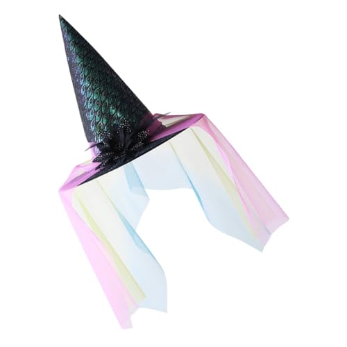 DLUKENY Schleier Spitze Hexenhut Halloween Kostüm Zubehör für Halloween Party Schleier Kopfbedeckung für Maskerade Cosplay von DLUKENY