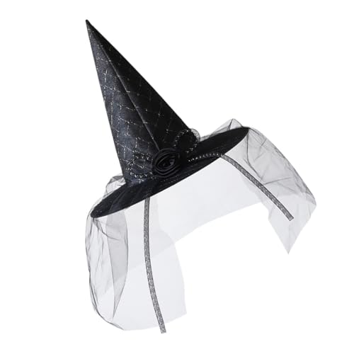 DLUKENY Schleier Spitze Hexenhut Halloween Kostüm Zubehör für Halloween Party Schleier Kopfbedeckung für Maskerade Cosplay von DLUKENY