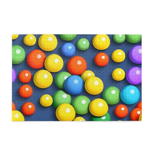 Bunte Bälle Holzpuzzle für Erwachsene, 1000 Teile für das perfekte visuelle Fest! 1000 Teile von DLXW