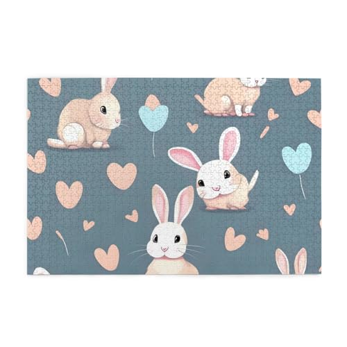Cartoon Cute Bunny Adult Wooden Jigsaw Puzzle 1000 Pieces for The Perfect Visual Feast! 1000pcs von DLXW