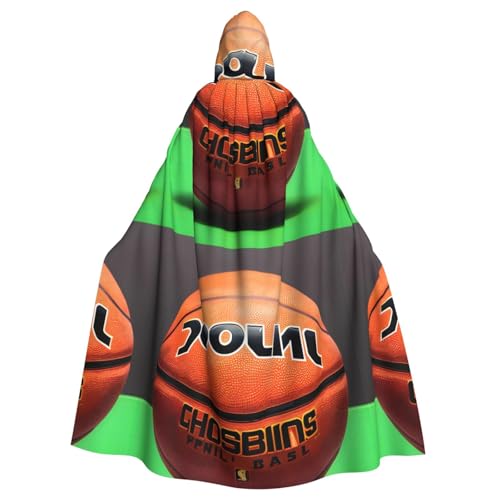 DLXW Basketball-Hintergrund für Erwachsene mit Kapuze – 100 % Polyester, bequem und langlebig, perfekt für Halloween, Cosplay, Kostümpartys, Bühnenauftritte von DLXW