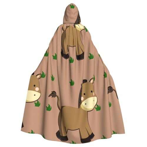 DLXW Cartoon-Esel-Kapuzenumhang für Erwachsene – 100 % Polyester, bequem und langlebig, perfekt für Halloween, Cosplay, Kostümpartys, Bühnenauftritte von DLXW