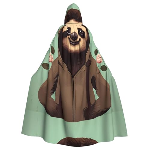 DLXW Cartoon-Faultier-Kapuzenumhang für Erwachsene – 100 % Polyester, bequem und langlebig, perfekt für Halloween, Cosplay, Kostümpartys, Bühnenauftritte von DLXW