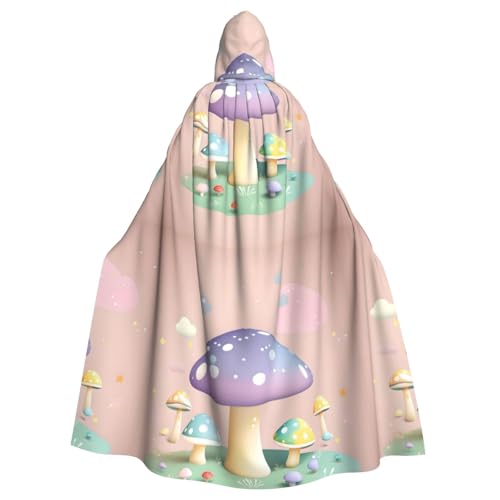 DLXW Cartoon-Pilz-Kapuzenumhang für Erwachsene – 100 % Polyester, bequem und langlebig, perfekt für Halloween, Cosplay, Kostümpartys, Bühnenauftritte von DLXW