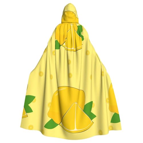 DLXW Cartoon-Zitronen-Kapuzenumhang für Erwachsene – 100 % Polyester, bequem und langlebig, perfekt für Halloween, Cosplay, Kostümpartys, Bühnenauftritte von DLXW