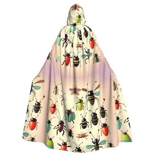 DLXW Cartoon kleine Insekten Erwachsene Kapuzenumhang - 100% Polyester, bequem und langlebig, perfekt für Halloween, Cosplay, Kostümpartys, Bühnenauftritte von DLXW