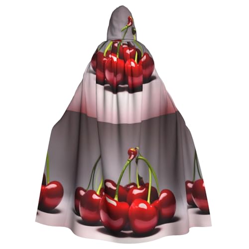 DLXW Chilenische Kirschen Kapuzenumhang für Erwachsene - 100% Polyester, bequem und langlebig, perfekt für Halloween, Cosplay, Kostümpartys, Bühnenauftritte von DLXW