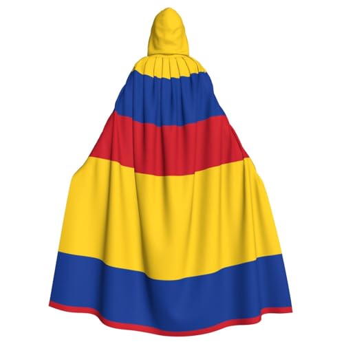DLXW Flagge Kolumbiens Erwachsenen-Kapuzenumhang – 100% Polyester, bequem und langlebig, perfekt für Halloween, Cosplay, Kostümpartys, Bühnenauftritte von DLXW