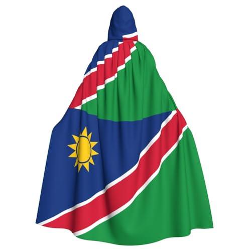 DLXW Flagge von Namibia Erwachsenen-Kapuzenumhang – 100% Polyester, bequem und langlebig, perfekt für Halloween, Cosplay, Kostümpartys, Bühnenauftritte von DLXW