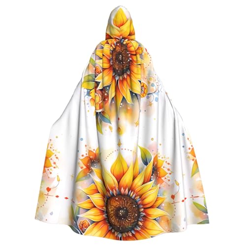 DLXW Gelbe Sonnenblume in Öl Kapuzenumhang für Damen und Herren von DLXW