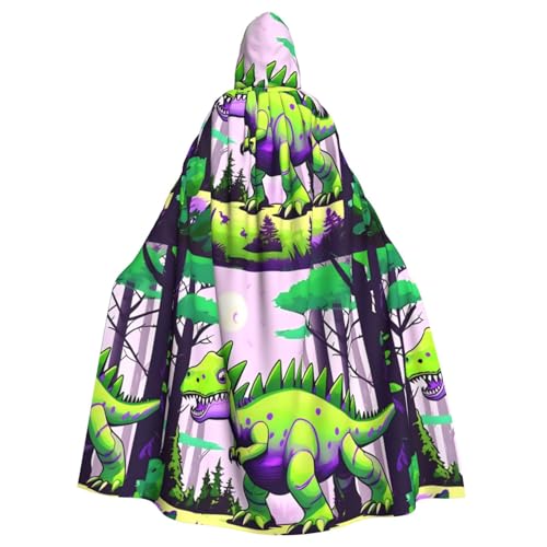 DLXW Grüner Dinosaurier-Kapuzenumhang für Erwachsene – 100 % Polyester, bequem und langlebig, perfekt für Halloween, Cosplay, Kostümpartys, Bühnenauftritte von DLXW
