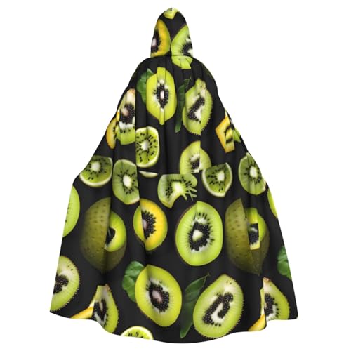 DLXW Grüner Kiwi Kapuzenumhang für Erwachsene – 100 % Polyester, bequem und langlebig, perfekt für Halloween, Cosplay, Kostümpartys, Bühnenauftritte von DLXW