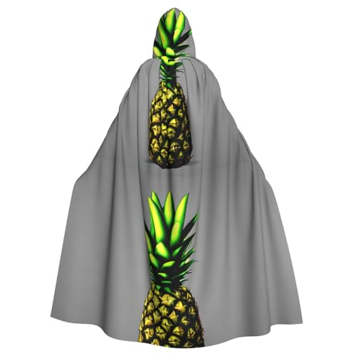 DLXW Herren Damen Umhang Halloween Kapuzenumhang Königin Robe Kostüm Renaissance Mittelalter Kostüm Cartoon Ananas von DLXW