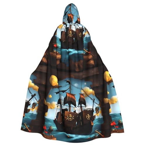 DLXW Herren Damen Umhang Halloween Kapuzenumhang Königin Robe Kostüm Renaissance Mittelalter Kostüm Cartoon Piratenschiff DLXW Herren Damen Umhang Halloween Kapuzenumhang Königin Robe Kostüm Renaissance Mittelalter Kostüm Cartoon Piratenschiff von DLXW